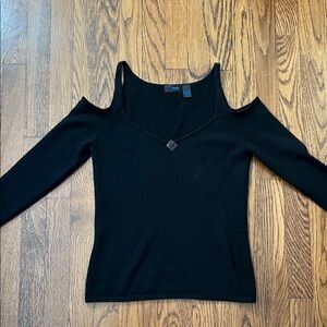 IRIS Cashmere Black Cold Shoulder Top